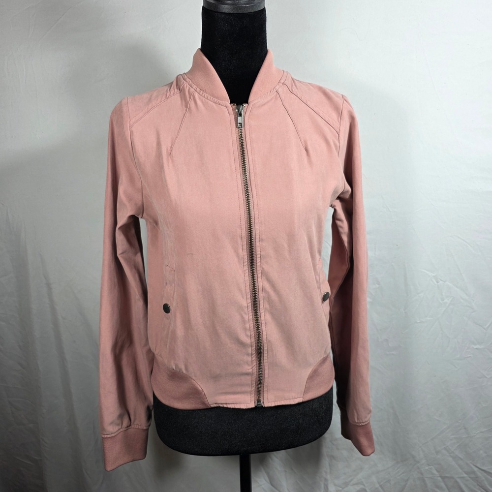 Iris Los Angeles Women Pink Bomber Jacket Full‎ Zip Small IJ2424 Dusty Rose